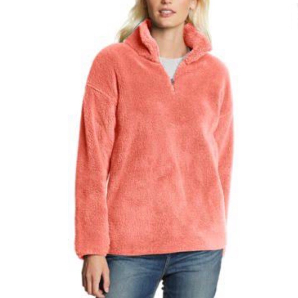 Eddie Bauer Salmon Quest Plush 1/4 Zip Sherpa Jacket Medium